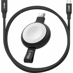 Szett AlzaPower Wireless MFi Watch charger 120 USB-C fekete + Core USB-C (M) / USB-C (F) 3.2 G adatkábel