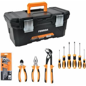 Szerszámkészlet FERRIDA Tool Box 40.8cm + Screwdrivers Set 6PCS + Pliers Set 3PCS + Hex Key Set 9PCS