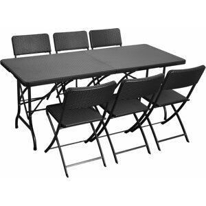 Kerti bútor La Proromance Folding Table R180 + 6 db Folding Chair R41