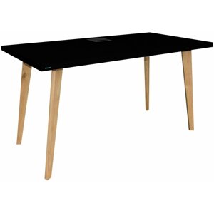 Gaming asztal SYBERDESK 132 x 65 cm, Solid Oak Wooden Legs, LED, fekete