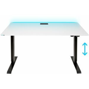 Gaming asztal SYBERDESK Electric, állítható magasság 71 - 121 cm, LED, fehér