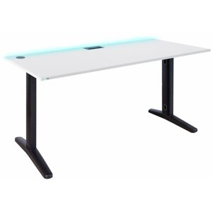 Gaming asztal SYBERDESK ULTRA, 139 x 68 x 74-75 cm, LED, Cable Organisation System, fehér