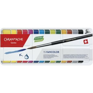 Výtvarné potřeby CARAN D'ACHE Kvašové barvy Fancolor pánvičky 15 barev