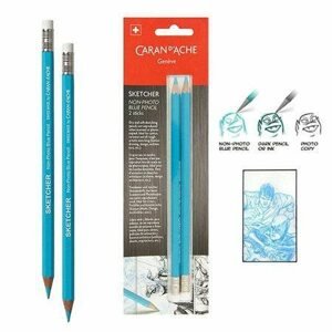 Výtvarné potřeby CARAN D'ACHE Skicovací tužka Sketcher Non-photo modrá 2ks