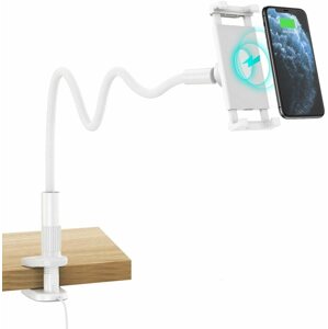 Telefontartó ChoeTech 2in1 Phone Holder with Flexible Long Arm and 15W Wireless Charger White