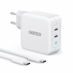 Hálózati adapter Choetech PD 100W GaN dual USB-C Charger with CC cable