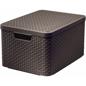 Tároló doboz CURVER STYLE BOX tetővel L, 03619-210 – barna