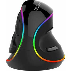 Egér DELUX M618PR Rechargeable RGB Vertical mouse, fekete