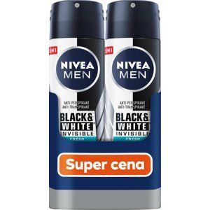 Izzadásgátló NIVEA Men Black & White Invisible Fresh Izzadásgátló spray 2 × 150 ml