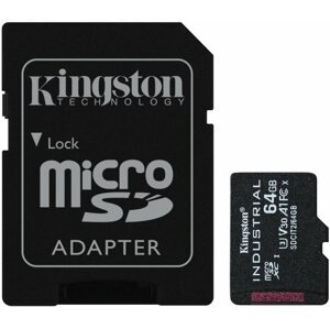 Memóriakártya Kingston MicroSDXC 64GB Industrial + SD adapter