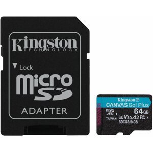Memóriakártya Kingston Canvas Go! Plus microSDXC 64GB + SD adapter