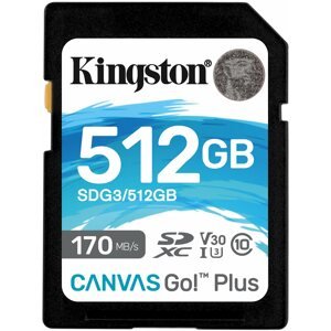 Memóriakártya Kingston Canvas Go! Plus SDXC 512GB + SD adapter