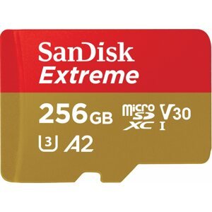 Memóriakártya SanDisk microSDXC 256 GB Extreme + Rescue PRO Deluxe + SD adapter