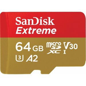 Memóriakártya SanDisk microSDXC 64 GB Extreme Action Cams and Drones + Rescue PRO Deluxe + SD adapter