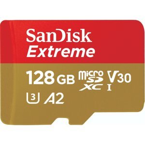 Memóriakártya SanDisk microSDXC 128 GB Extreme Action Cams and Drones + Rescue PRO Deluxe + SD adapter