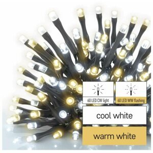 Fényfüzér EMOS LED karácsonyi fényfüzér, pulzáló, 12 m, kültéri és beltéri, meleg/hideg fehér