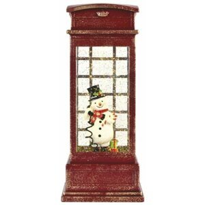 Karácsonyi világítás EMOS LED dekoráció – hóember telefonfülkében, 25 cm, 3x AA, beltéri, meleg fehér, időzítő
