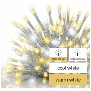 Fényfüzér EMOS Standard LED lánc villogó - jégcsapok, 2,5 m, kültéri, meleg/hideg fehér