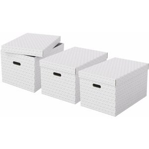 Archiváló doboz ESSELTE Home L méret 35.5 x 30.5 x 51 cm,, fehér - 3 darabos készlet