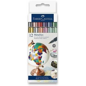 Dekormarker Faber-Castell fémes színek, 12 színű