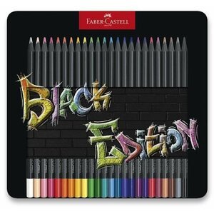 Színes ceruza FABER-CASTELL Black Edition, fémdobozban, 24 szín