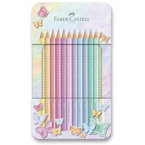 Színes ceruza FABER-CASTELL Sparkle Pastel, fémdobozban, 12 szín
