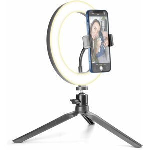Szelfibot Cellularline Selfie Ring LED fénnyel szelfi fotókhoz és videókhoz, fekete színben