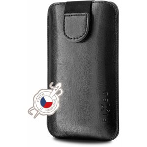 Mobiltelefon tok FIXED Soft Slim 4XL+ fekete zárható PU bőr telefontok