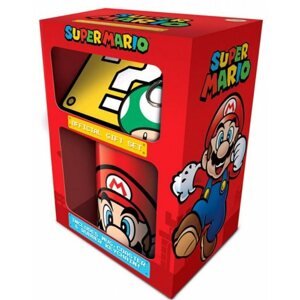 Ajándék szett Super Mario - bögre + kulcstartó + poháralátét