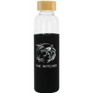 Láhev na pití The Witcher - Symbol - skleněná láhev na pití se silikonovým návlekem