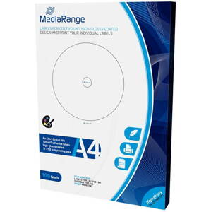 Matrica MediaRange CD / DVD / Blu-ray címkék 15 mm - 118 mm, fehér, fényes