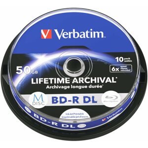 Média VERBATIM M-DISC BD-R DL 50GB, 6x, printable, spindle 10 ks
