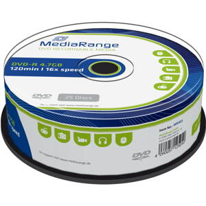 Média MediaRange DVD-R 25 db, cakebox csomag