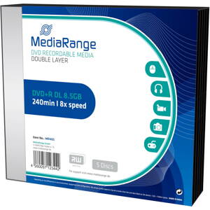 Média MediaRange DVD+R Double Layer - 5db - SLIM dobozos kiszerelés