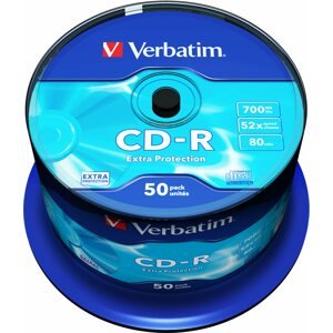 Média Verbatim CD-R 52x, DataLife Protection, 50 db, hengeres dobozban