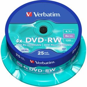Média Verbatim DVD-RW 4x, 25 db cakebox