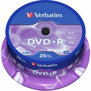 Média Verbatim DVD + R 16x, 25db cakebox