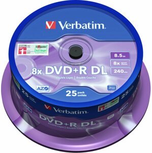 Média VERBATIM DVD+R 8,5GB 8x DoubleLayer MATT SILVER spindl 25db/CS