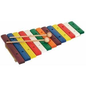 Ütős hangszer Goldon Fa xilofon 13 színes lappal