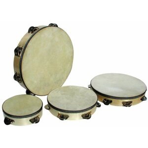 Ütős hangszer Goldon tamburin hártyával és csörgőkkel 20 cm