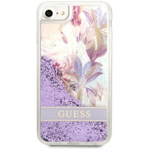 Telefon tok Guess Liquid Glitter Flower tok Apple iPhone 7/8/SE2020/SE2022 készülékekhez Purple