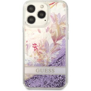 Telefon tok Guess Liquid Glitter Flower tok Apple iPhone 13 Pro Max készülékhez Purple