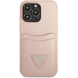Telefon tok Guess 4G Saffiano Double Card borító Apple iPhone 13 Pro-hoz, Pink