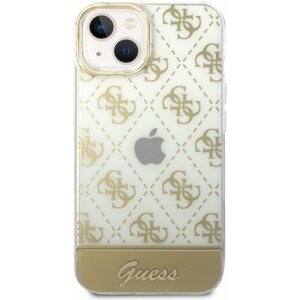 Telefon tok Guess PC/TPU Peony Glitter Script Logo Hátlap tok az iPhone 14 Plus készülékhez - arany