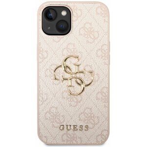 Telefon tok Guess PU 4G Metal Logo Hátlap tok az iPhone 14 Plus készülékhez - rózsaszín