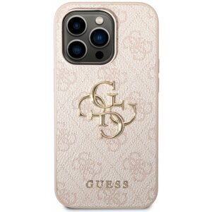 Telefon tok Guess PU 4G Metal Logo Hátlap tok az iPhone 14 Pro Max készülékhez - rózsaszín