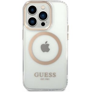 Telefon tok Guess Transparent MagSafe kompatibilis iPhone 14 Pro hátlap tok - arany