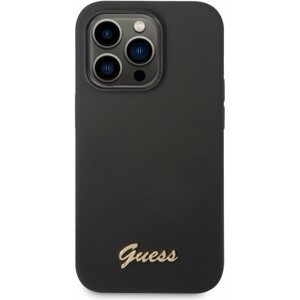 Telefon tok Guess Liquid Silicone Metal Logo Hátlap iPhone 14 Pro készülékhez Black