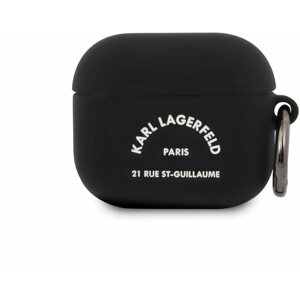 Fülhallgató tok Karl Lagerfeld Rue St Guillaume szilikon tok Apple Airpods 3 készülékhez Fekete