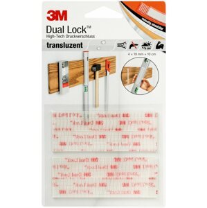 Tépőzár 3M™ Dual-Lock™ öntapadós tépőzár SJ3560, átlátszó, 4x 19 mm x 10 cm, buborékcsomagolásban